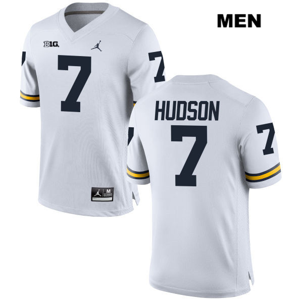 Men's NCAA Michigan Wolverines Khaleke Hudson #7 White Jordan Brand Authentic Stitched Football College Jersey NV25F66EW